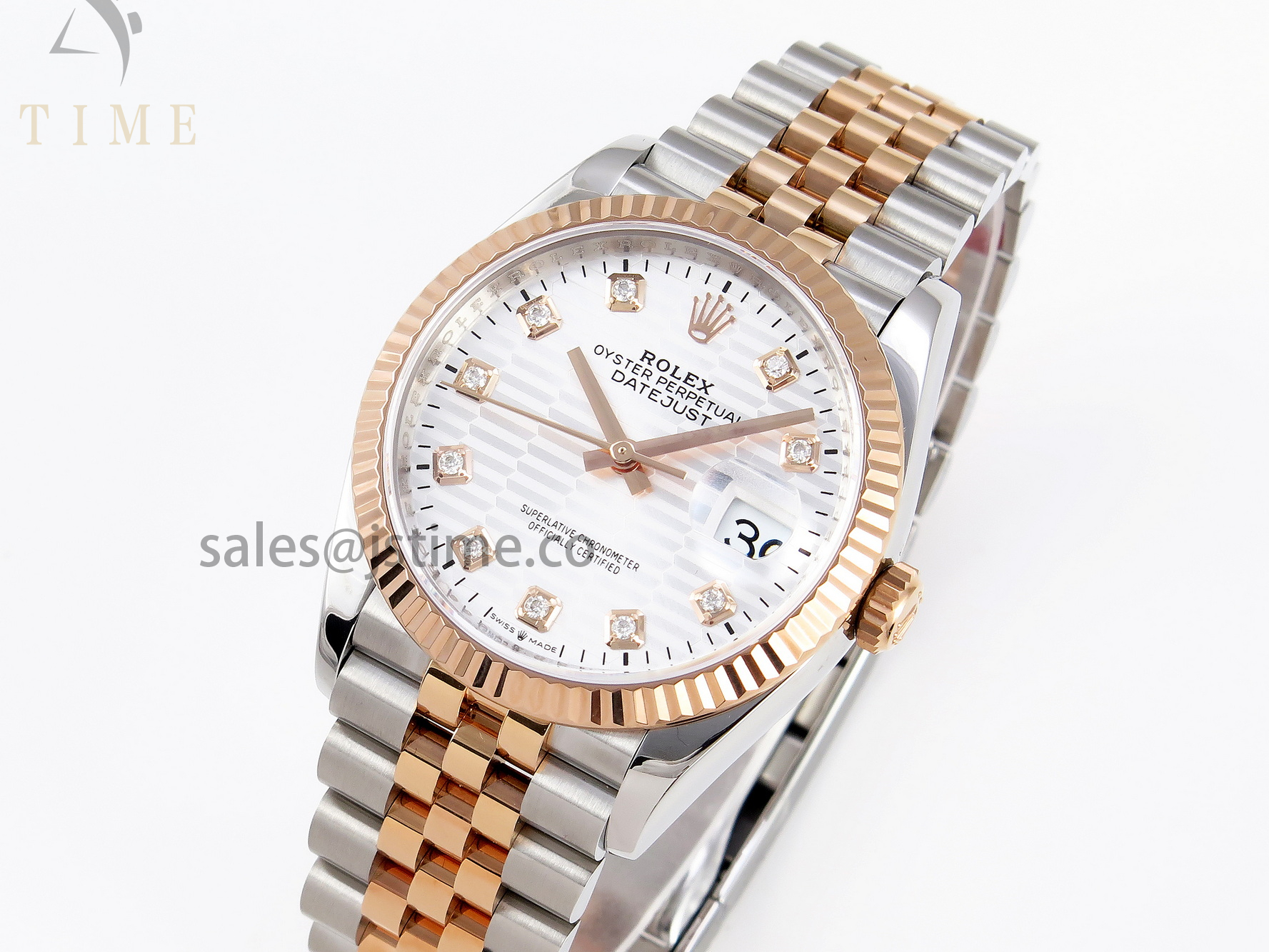 DATEJUST 36 SS 126231 VSF 1:1 BEST EDITION 904L STEEL SILVER TEXTURED DIAMONDS DIAL ON JUBILEE BRACELET VS3235