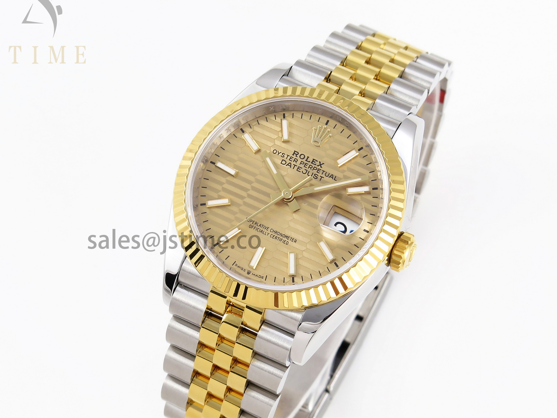 DATEJUST 36 SS 126233 VSF 1:1 BEST EDITION 904L STEEL YG TEXTURED DIAL ON JUBILEE BRACELET VS3235