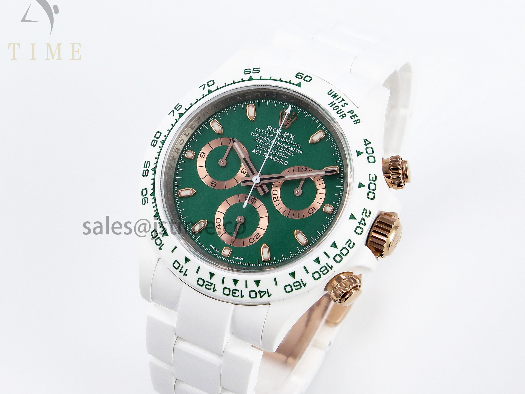 DAYTONA AET WHITE CERAMIC CASE AND BRACELET GREEN DIAL SA4130 V2