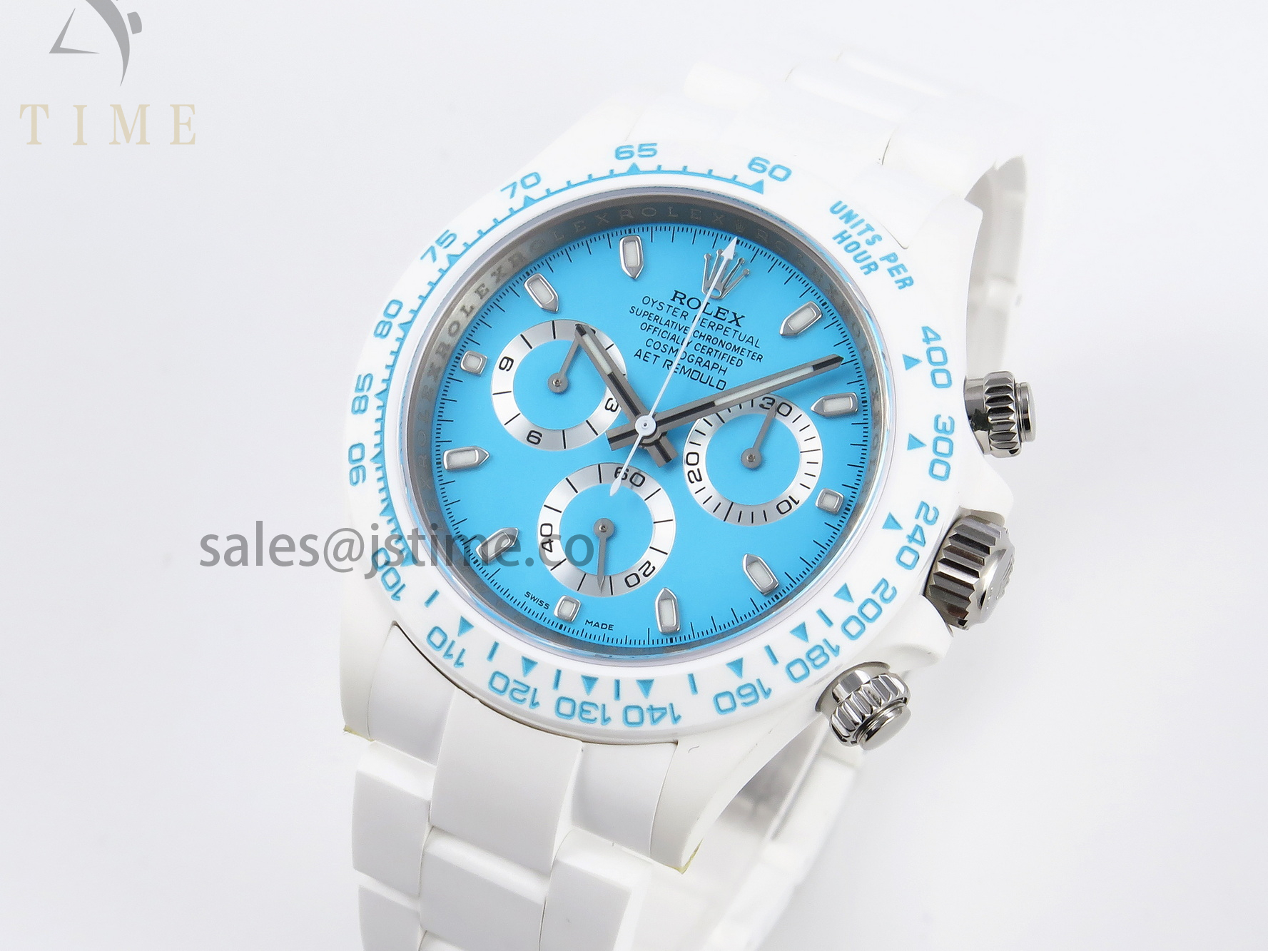 DAYTONA AET WHITE CERAMIC CASE AND BRACELET TIFFANY BLUE DIAL SA4130 V2