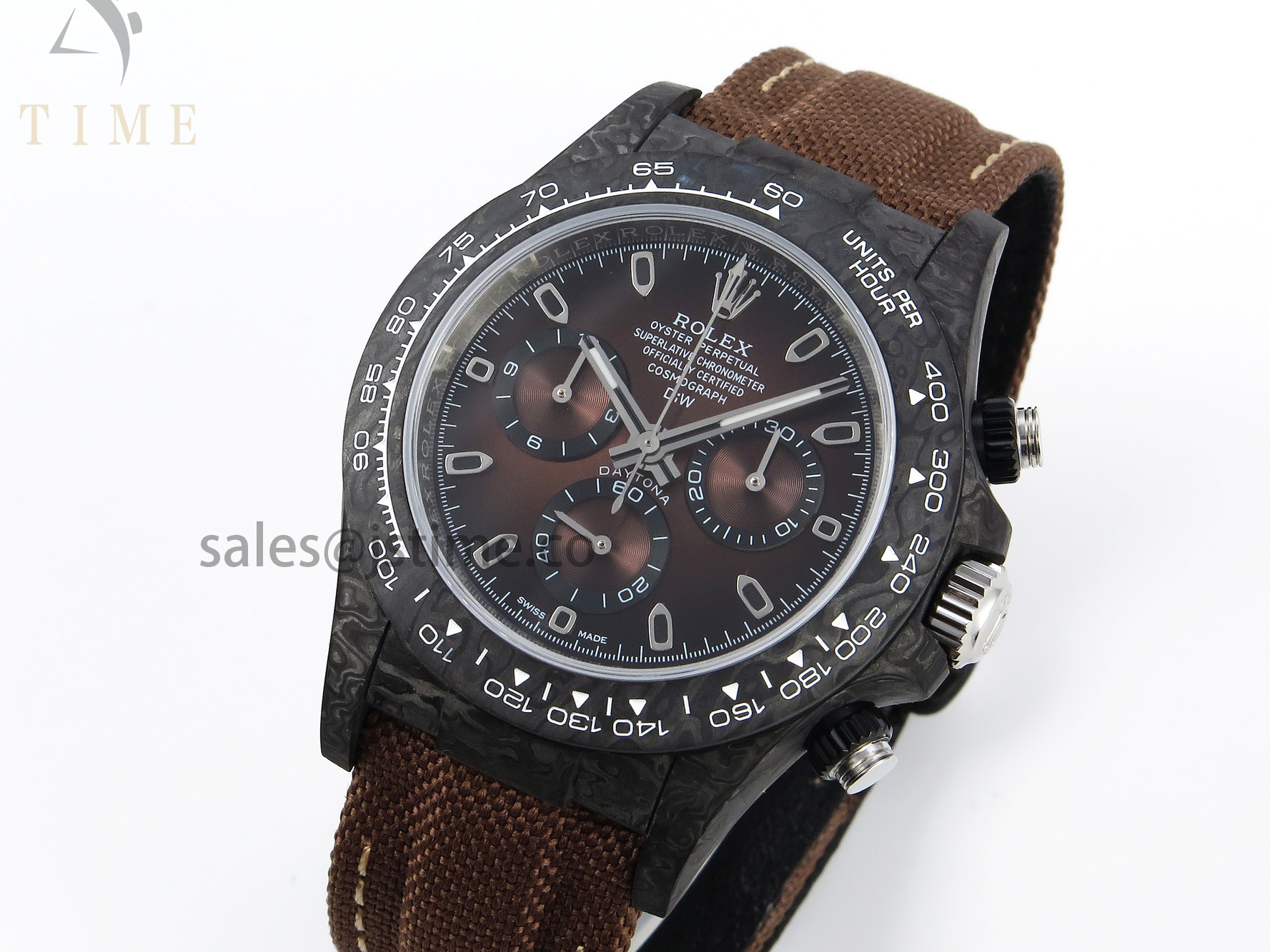 DAYTONA DIW CARBON/SS CASE AND BEZEL DIWF EDITION BROWN DIAL ON BROWN NYLON STRAP A7750