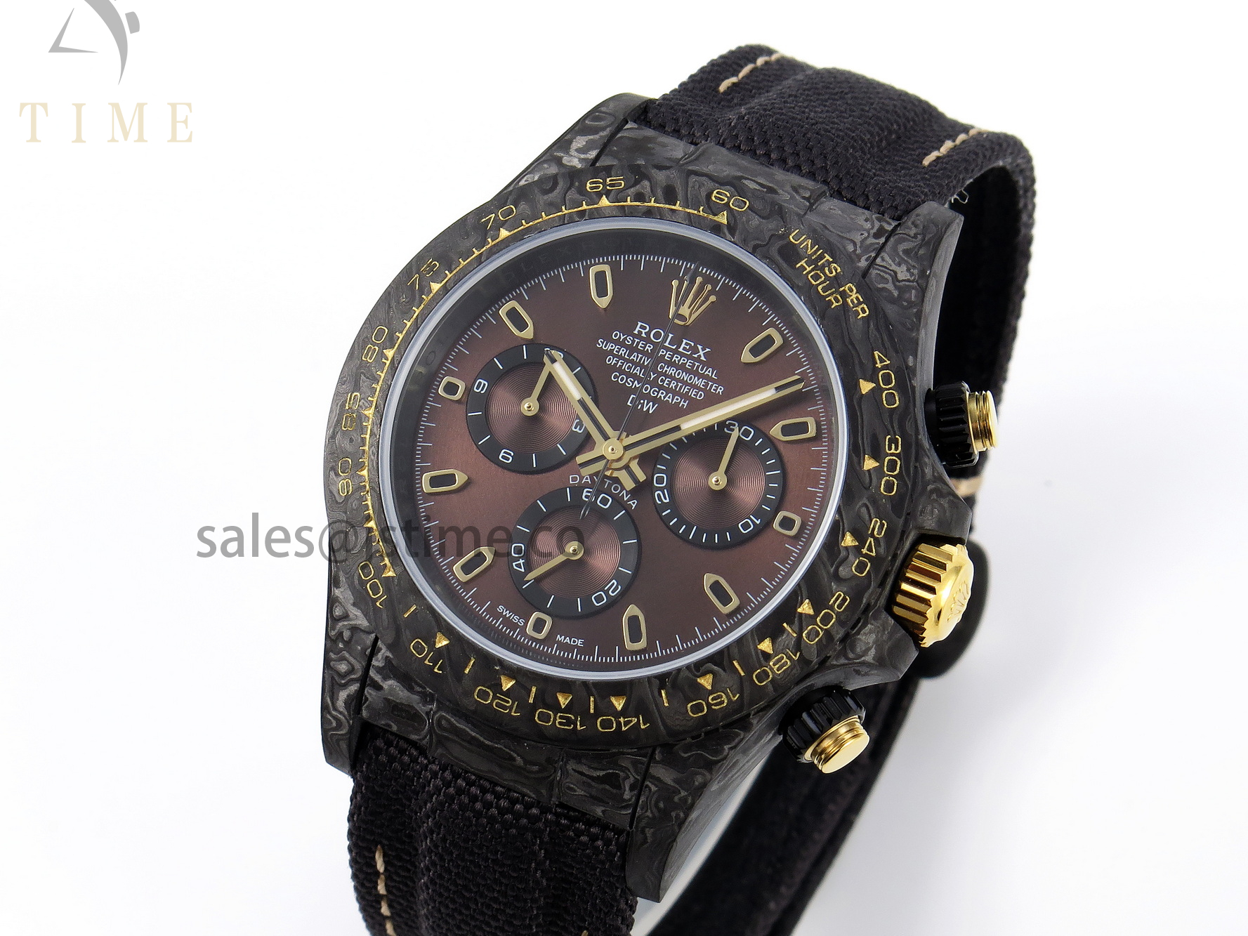 DAYTONA DIW CARBON/YG CASE AND BEZEL DIWF EDITION BROWN DIAL ON BLACK NYLON STRAP A7750