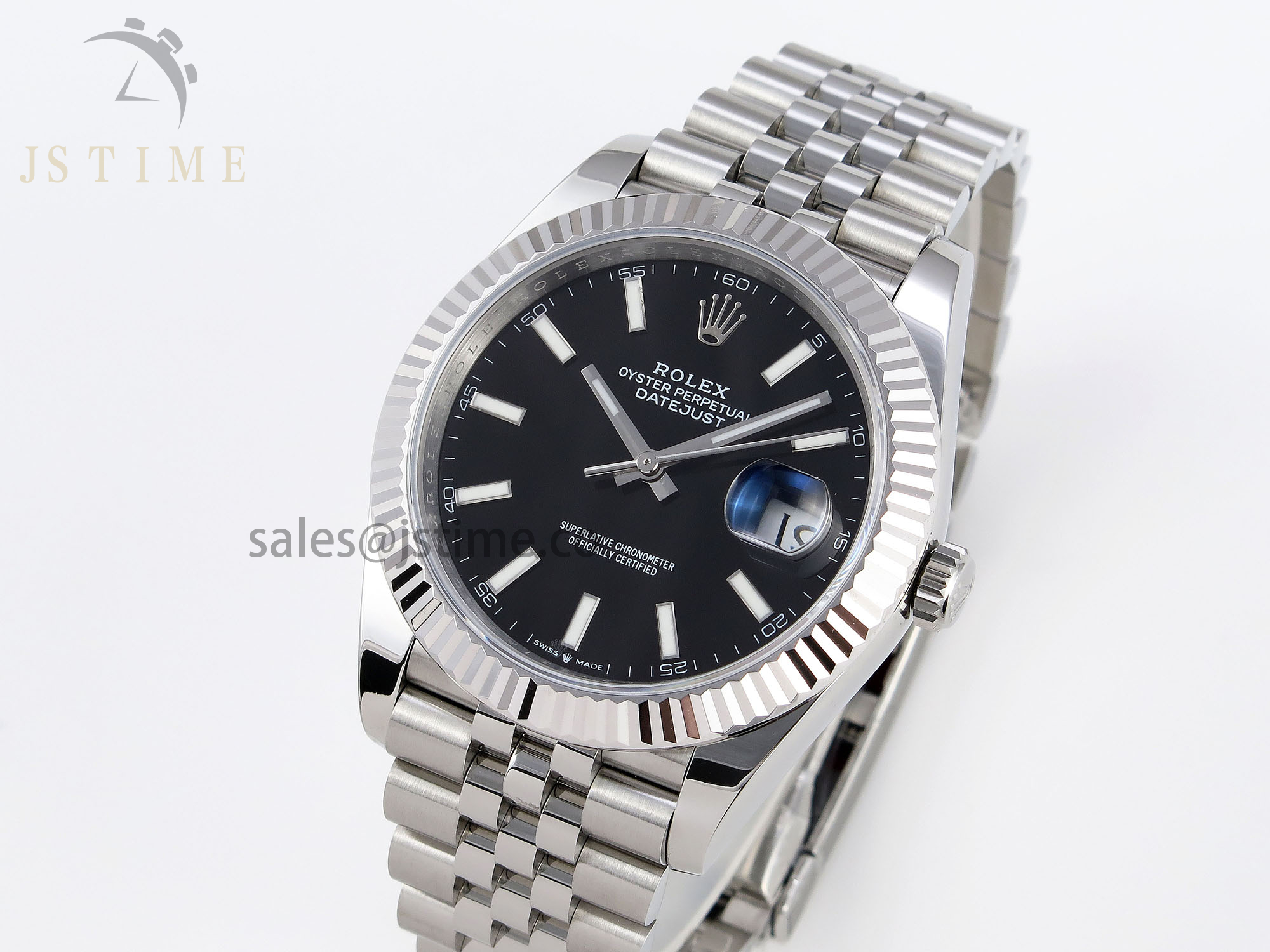 DATEJUST 41MM 126334 904 SS ARF 1:1 BEST EDITION BLACK DIAL STICKS MARKERS ON JUBILEE BRACELET SH3235