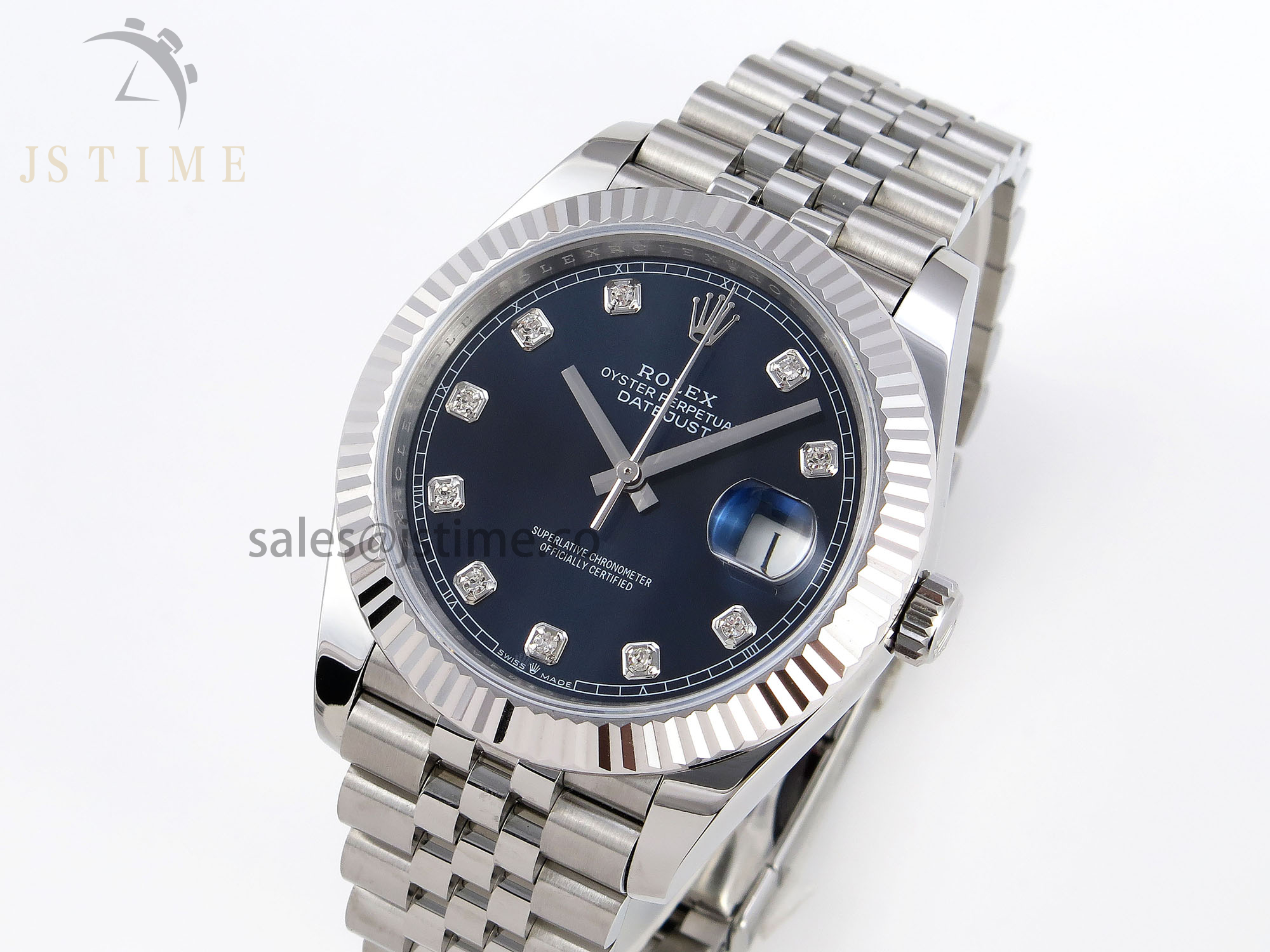 DATEJUST 41MM 126334 904 SS ARF 1:1 BEST EDITION BLUE DIAL DIAMONDS MARKERS ON JUBILEE BRACELET SH3235