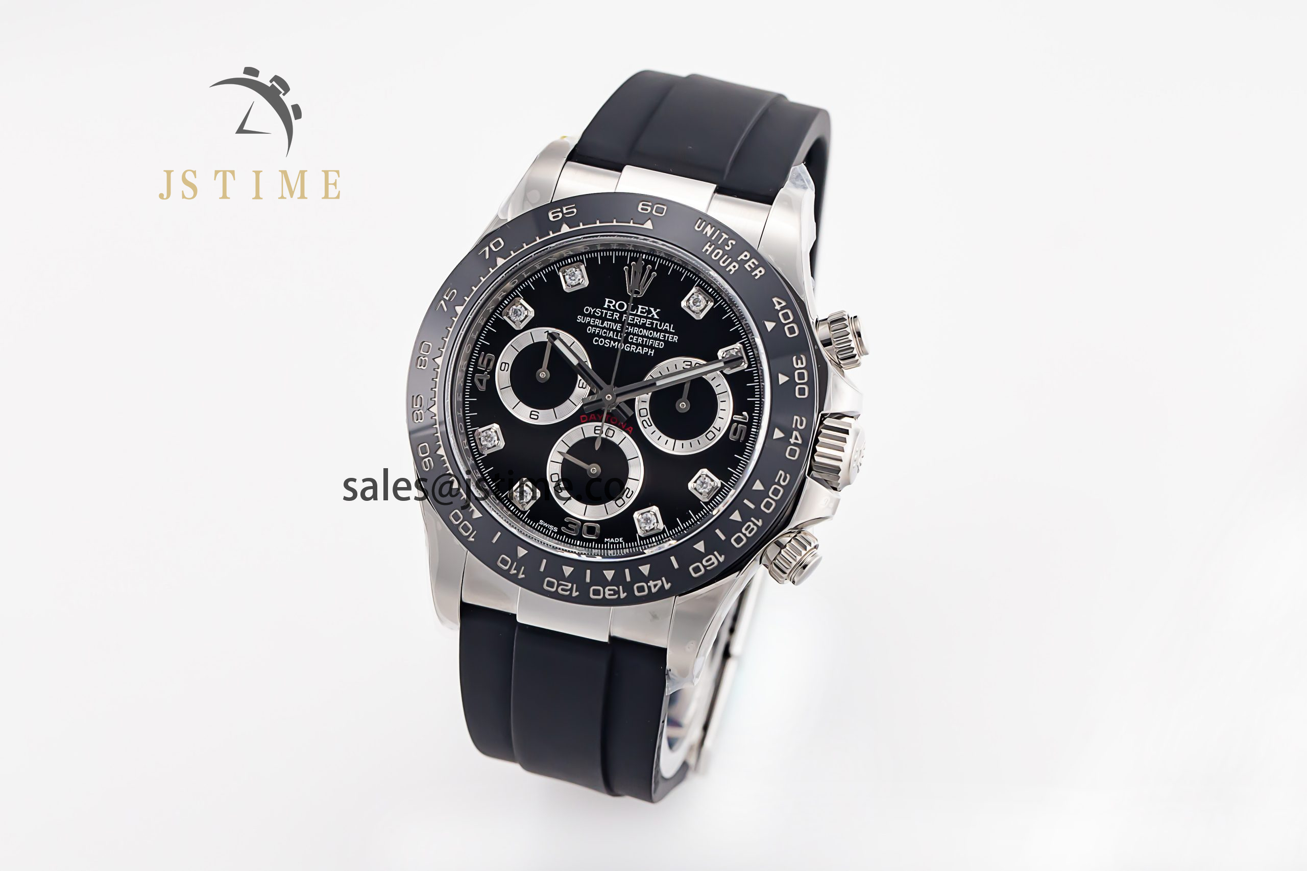 Daytona 116519 Clean Factory 1:1 Best Edition Black Diamonds Dial on Oysterflex Rubber Strap SA4130