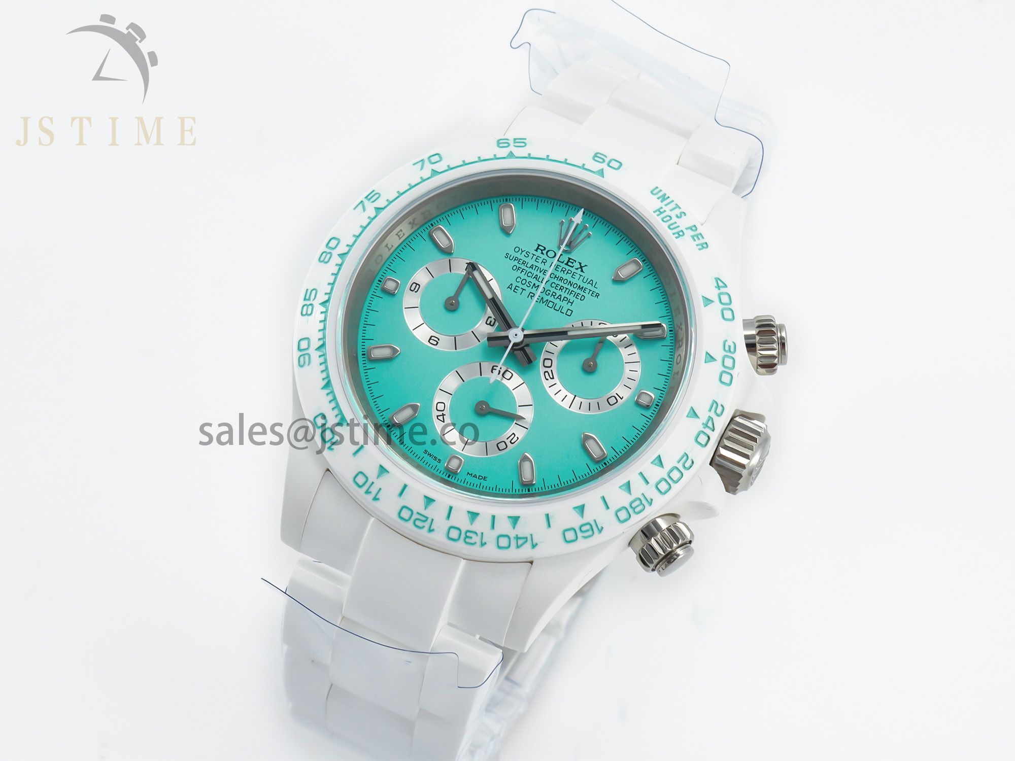 Daytona AET White Solid Ceramic Case and Bracelet Avocado Green Dial ZF 1:1 Best Edition SH4130