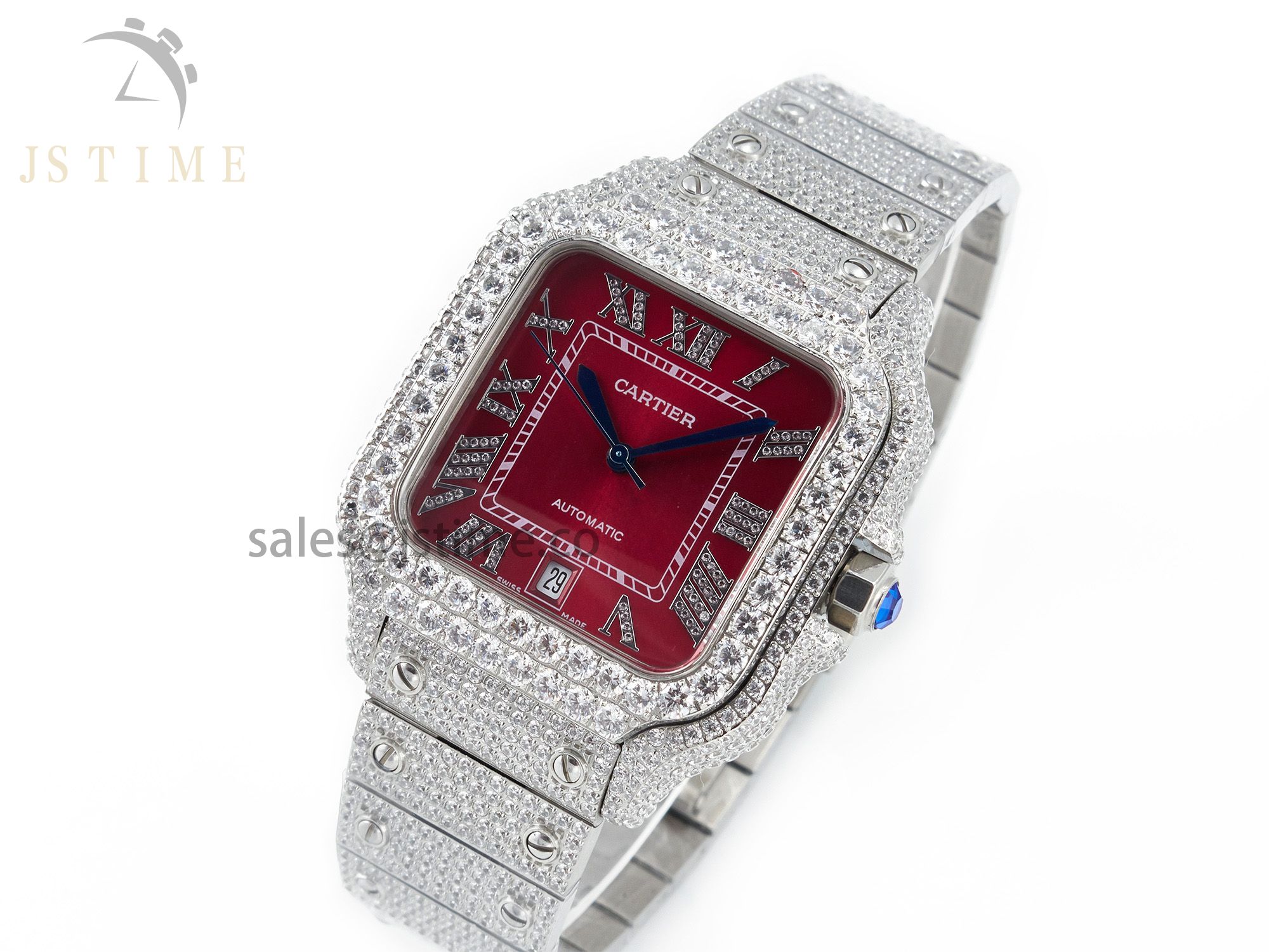 Santos De 40mm TWF 1:1 Best Edition Red Dial SS/SS Dia/Rmn A2824