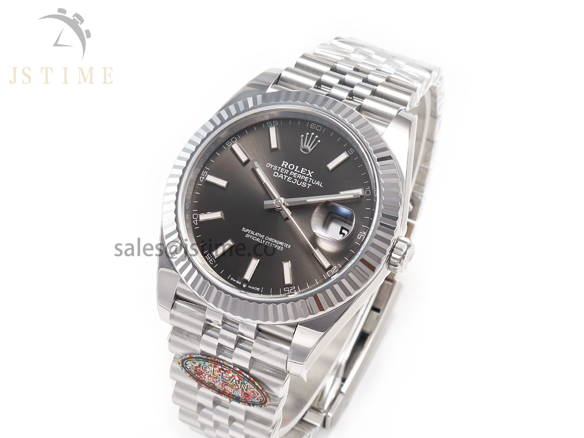 DateJust 126334 904L SS Clean Best Edition Gray Rhodium Dial on Jubilee Bracelet S3235