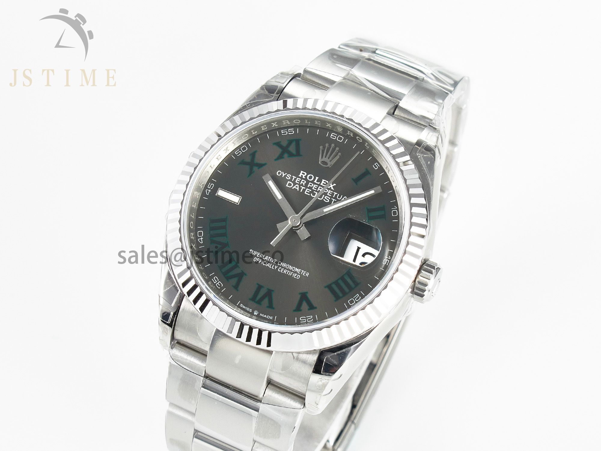 DateJust 36 SS 116234 VSF 1:1 Best Edition 904L Steel Gray Green Roman Dial on oyster Bracelet VS3235