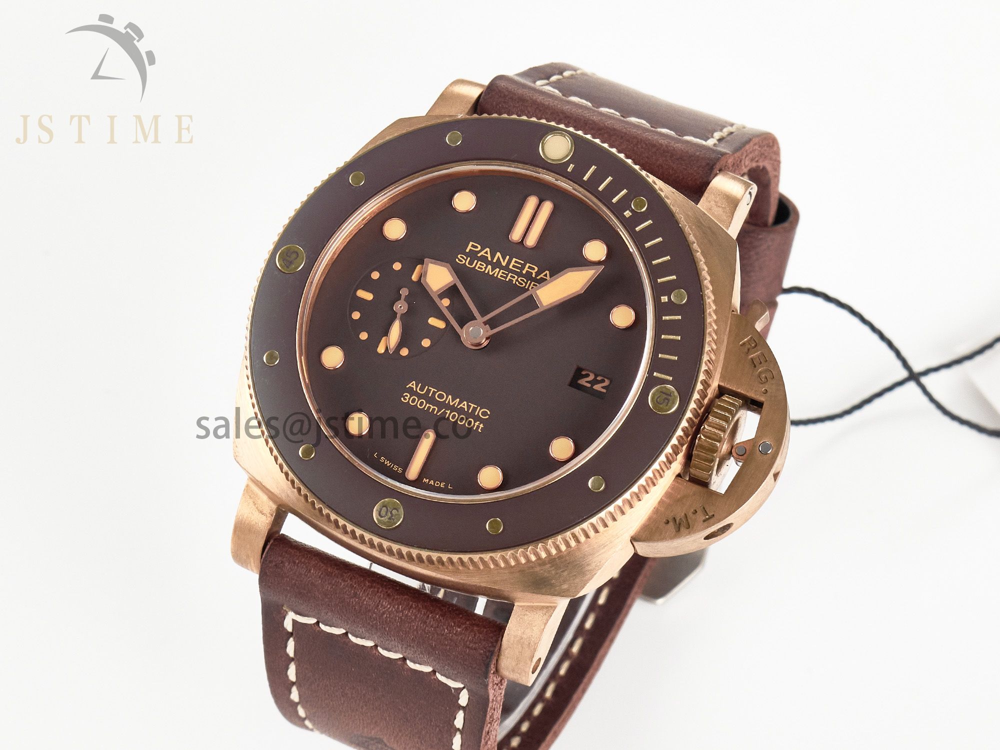 PAM968 V Bronzo VSF 1:1 Best Edition Brown Ceramic Bezel and Dial on Brown Calfskin Strap P.9010 Clone