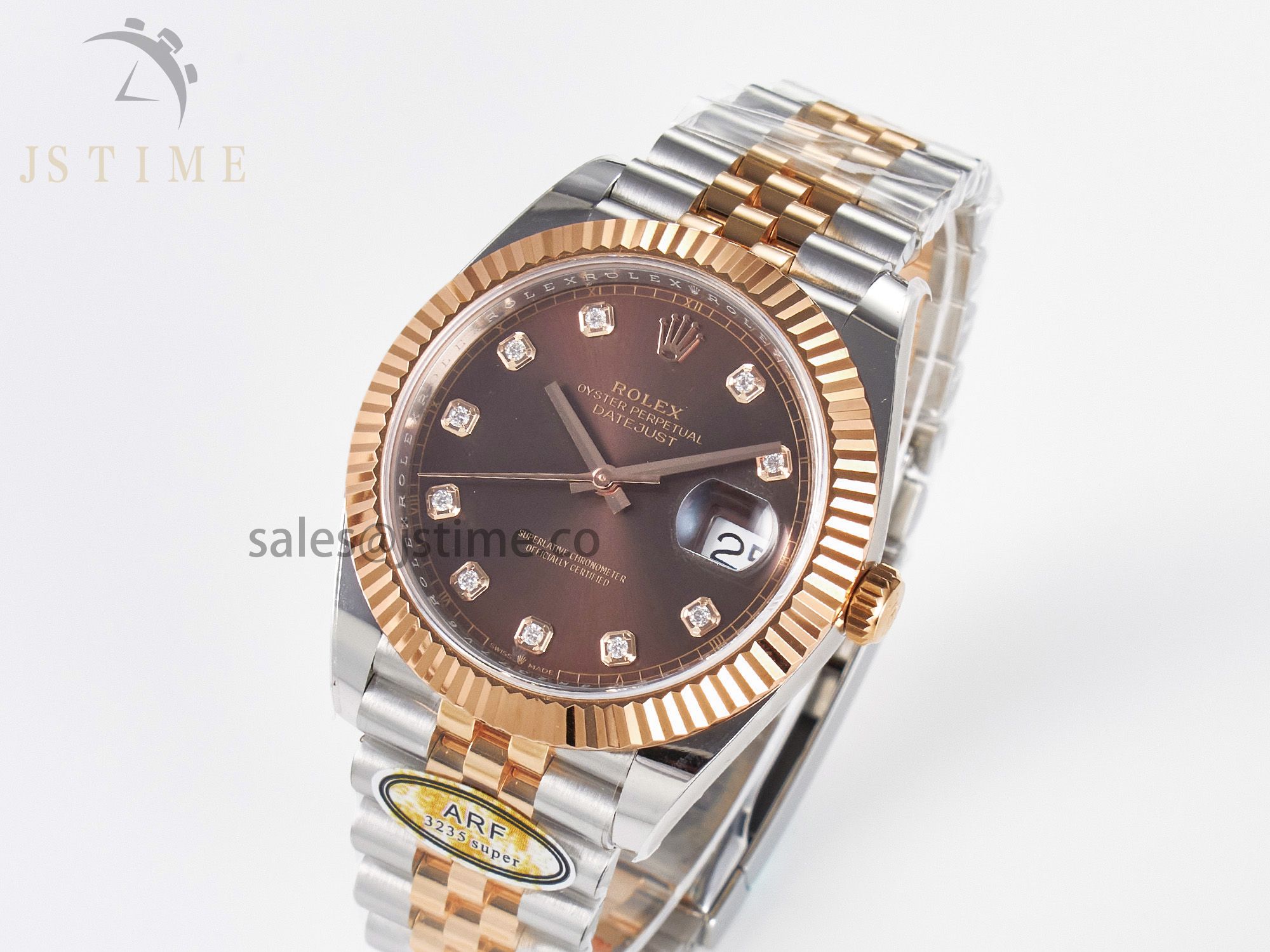 DateJust 41 126331 ARF 1:1 Best Edition 904L Steel Brown Diamonds Dial on SS/RG Jubilee Bracelet SH3235（Gain Weight）