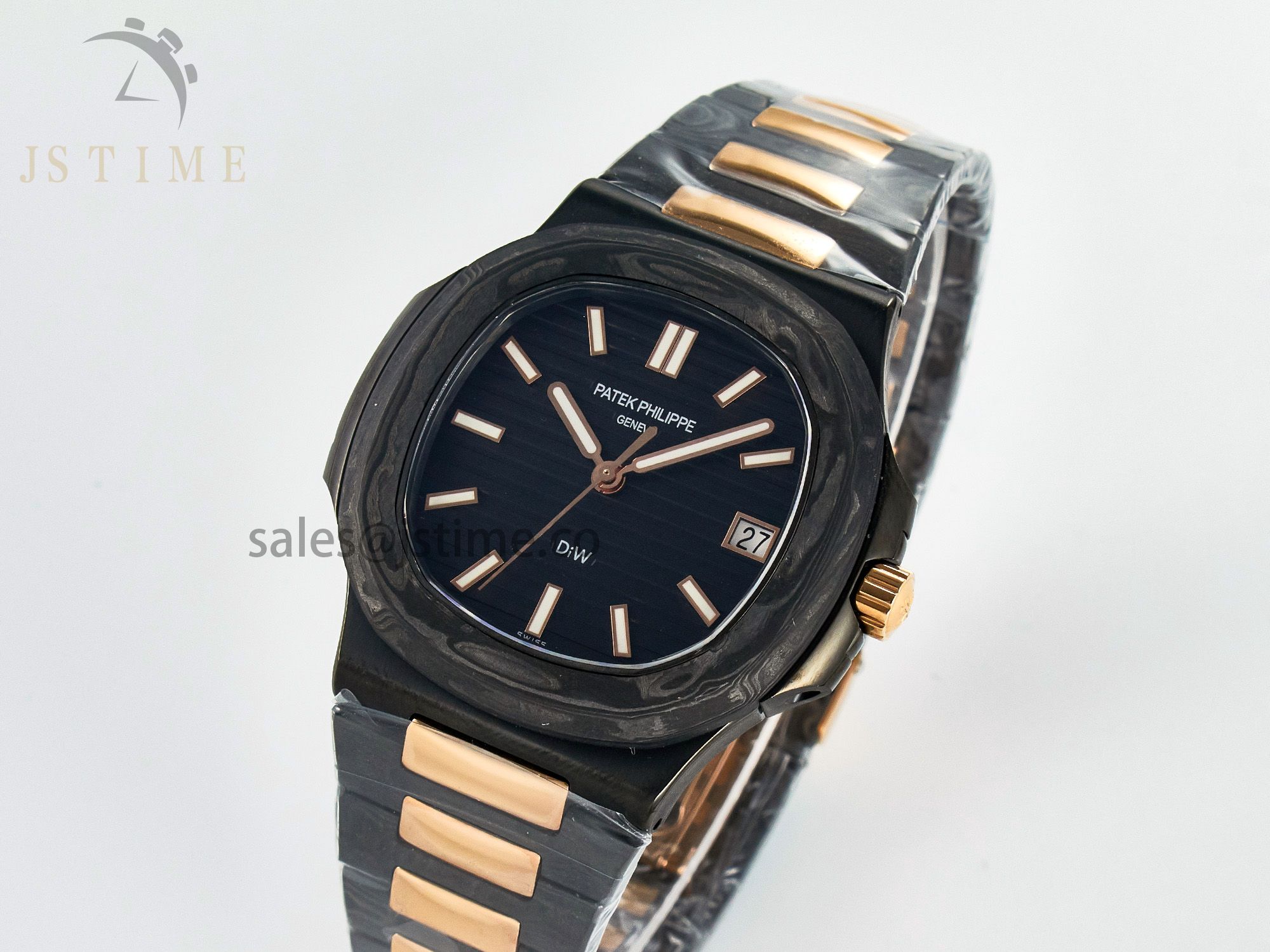 Nautilus 5711 DIW Carbon DIWF 1:1 Best Edition Black Textured Dial on Carbon/RG Bracelet 324CS