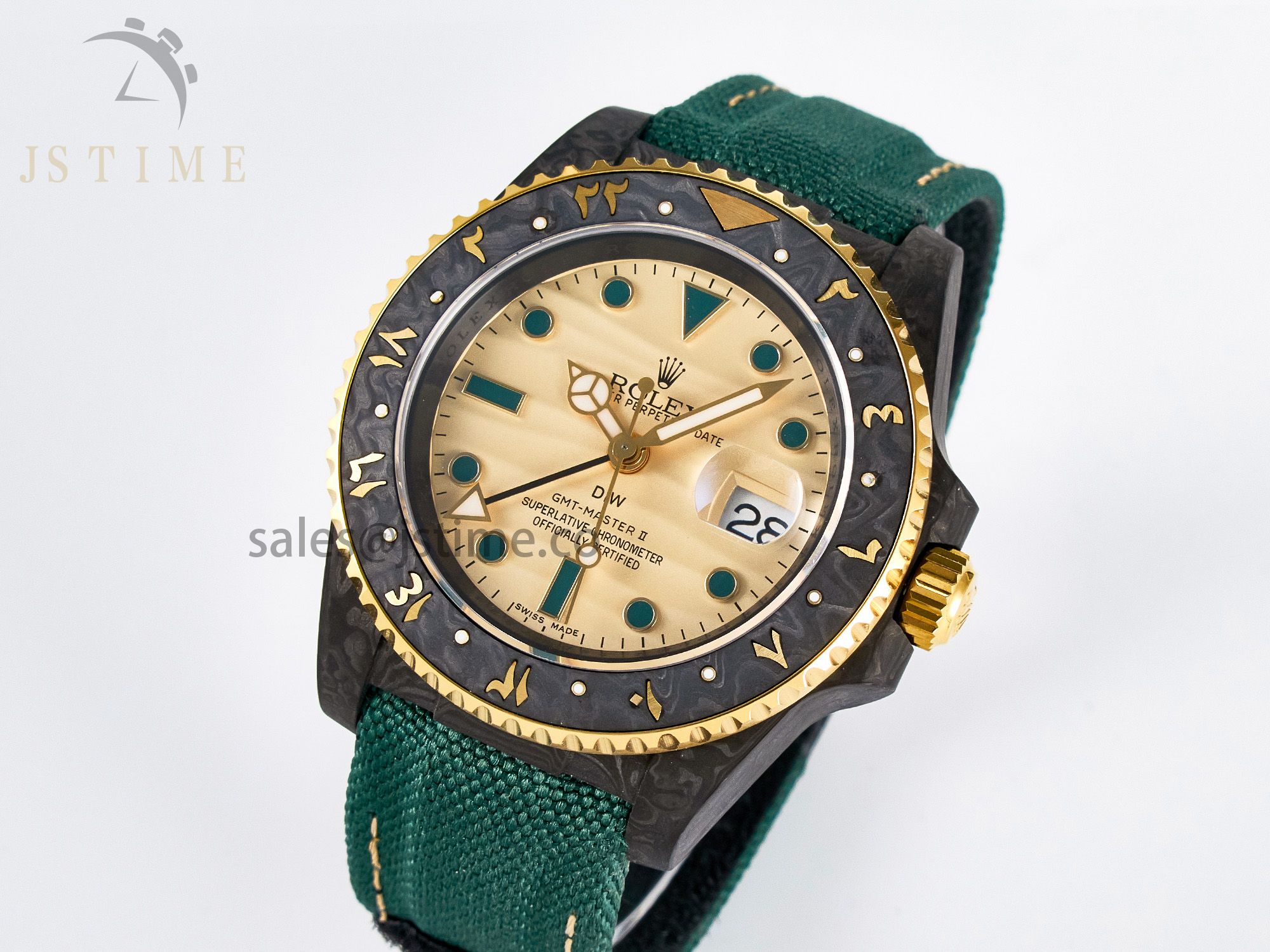 GMT Carbon DIWF Best Edition Yellow Dial on Green Nylon Strap SA3285 CHS V2