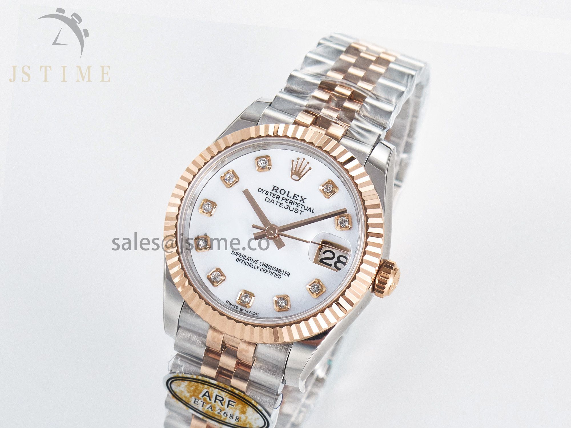 DateJust 31 278271 ARF 1:1 Best Edition 904L Steel White MOP Diamonds Dial on SS/RG Jubilee Bracelet ETA 2688