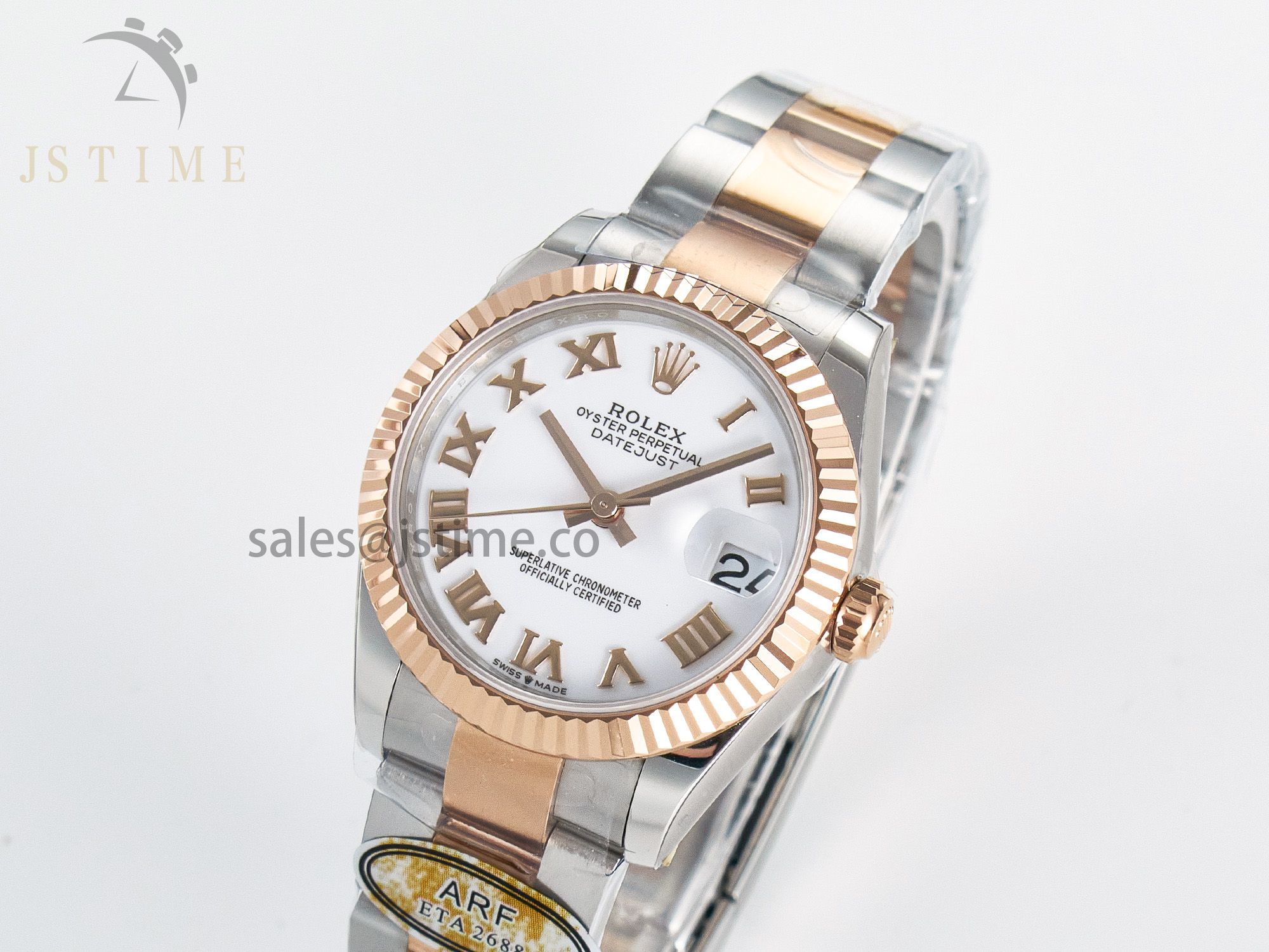 DateJust 31 278271 ARF 1:1 Best Edition 904L Steel White Roman Dial on SS/RG Oyster Bracelet ETA 2688