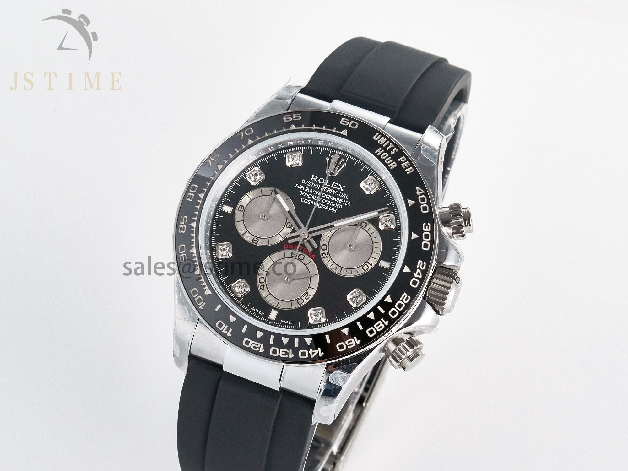Daytona 126519 QF 1:1 Best Edition Black/Gray Dial Diamonds on Oysterflex Strap QF4131 V10 (48 Hours Power Reserve)
