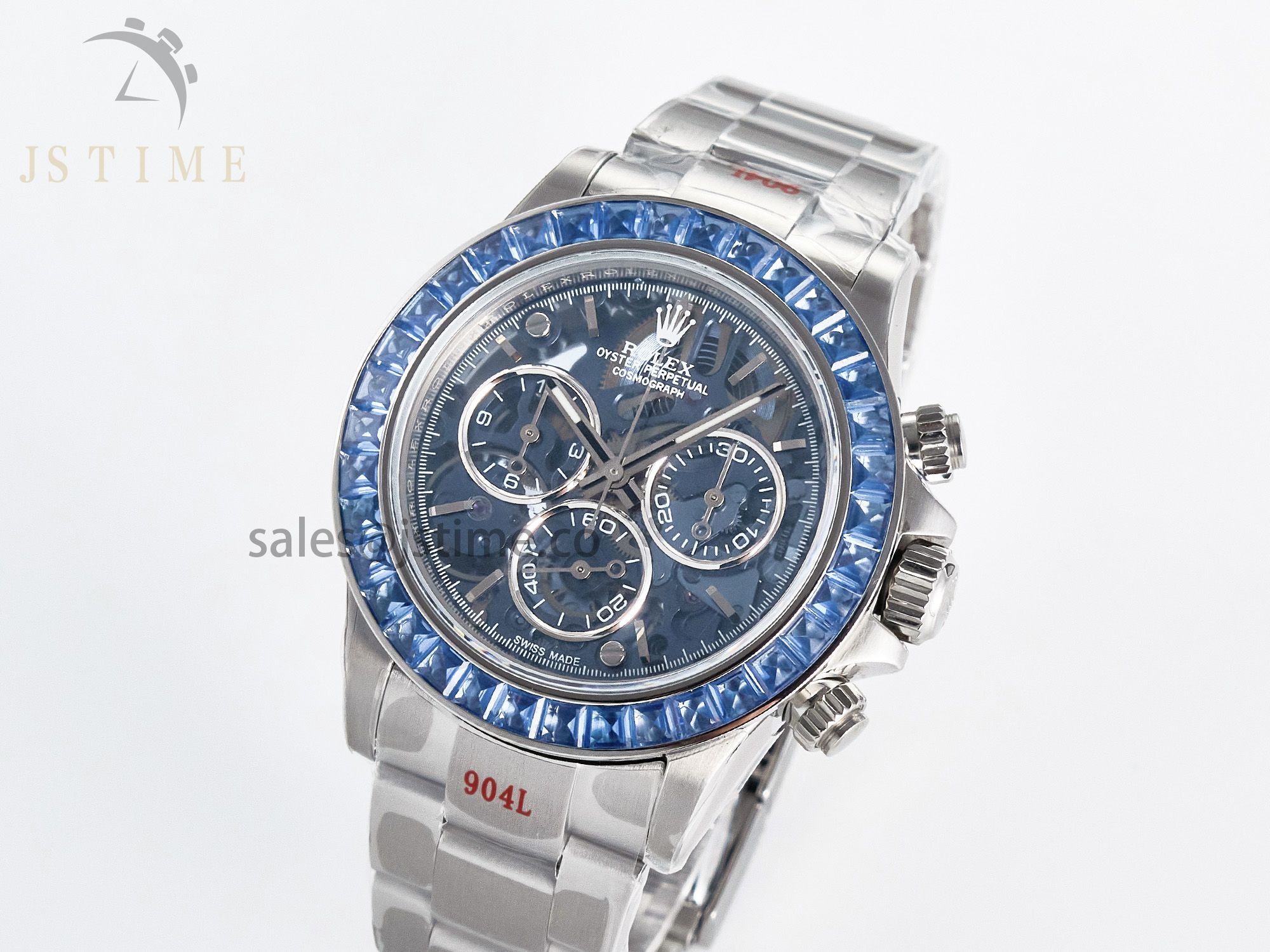 Daytona Artisans SS GETF Best Edition Blue Skeleton Dial Diamonds Bezel on SS Bracelet DD4802