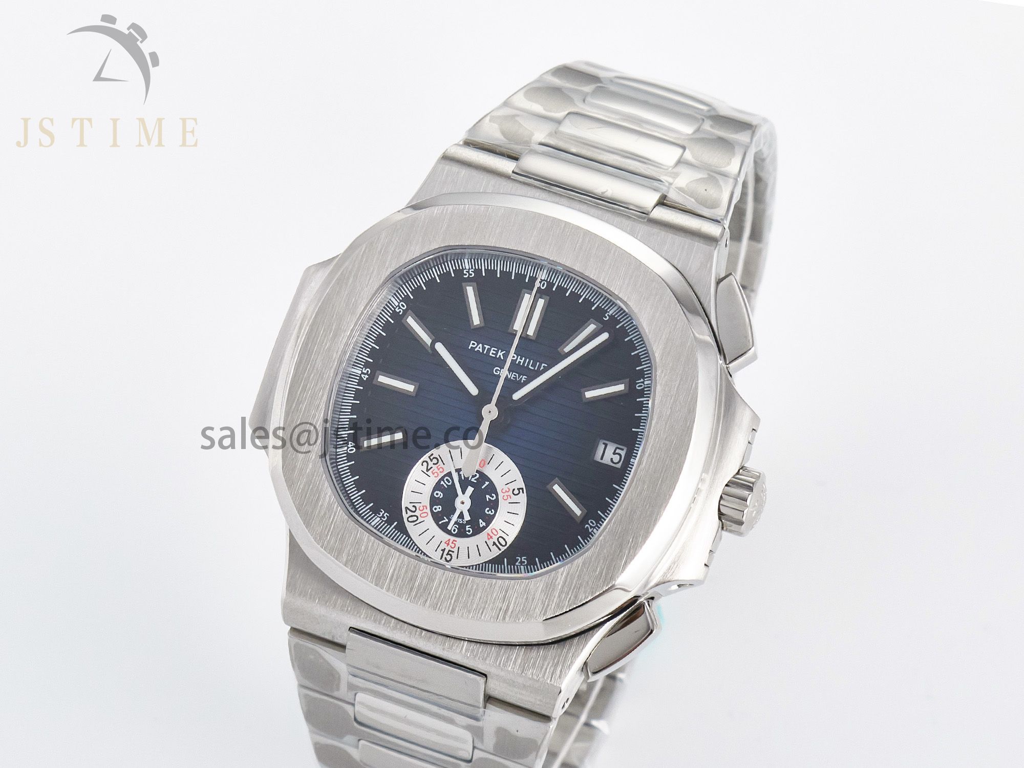 Nautilus 5980 SS 3KF 1:1 Best Edition Blue/SS Dial on SS Bracelet A7750 mod to PP.CH28-520