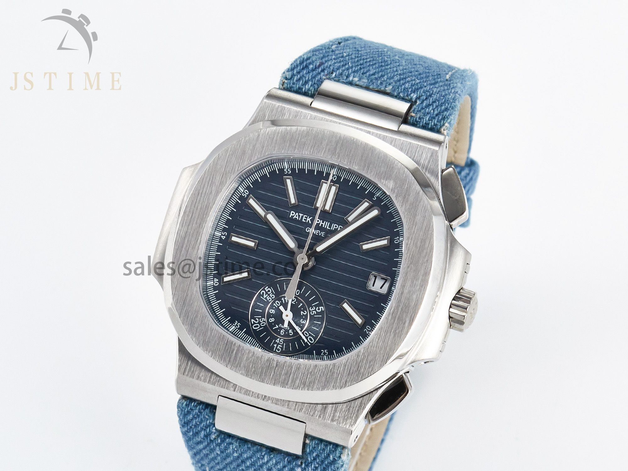 Nautilus 5980 SS 3KF Best Edition Blue Dial on Blue Braided Strap A7750